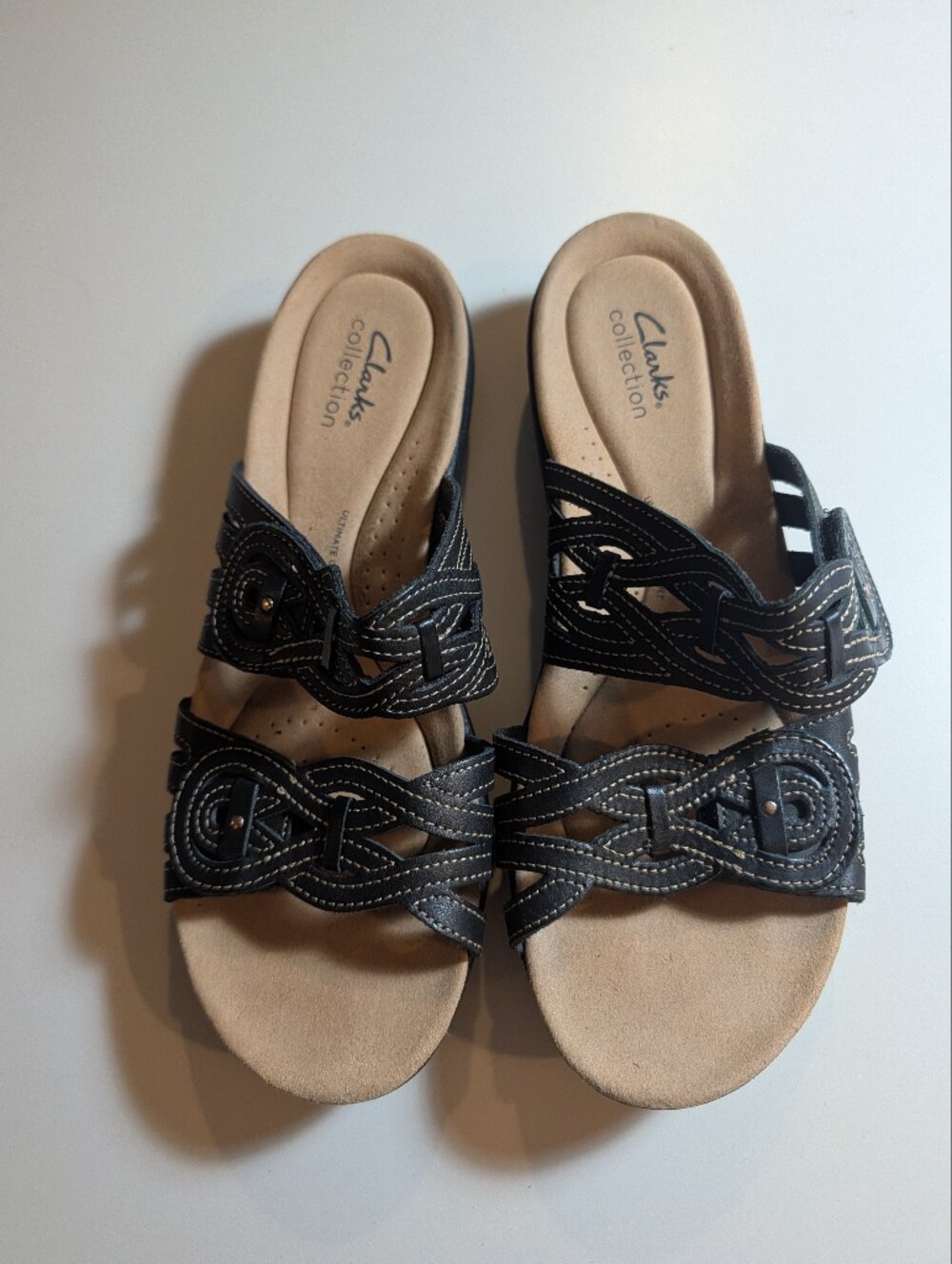 Clarks 10W Women's Black Slide Sandals